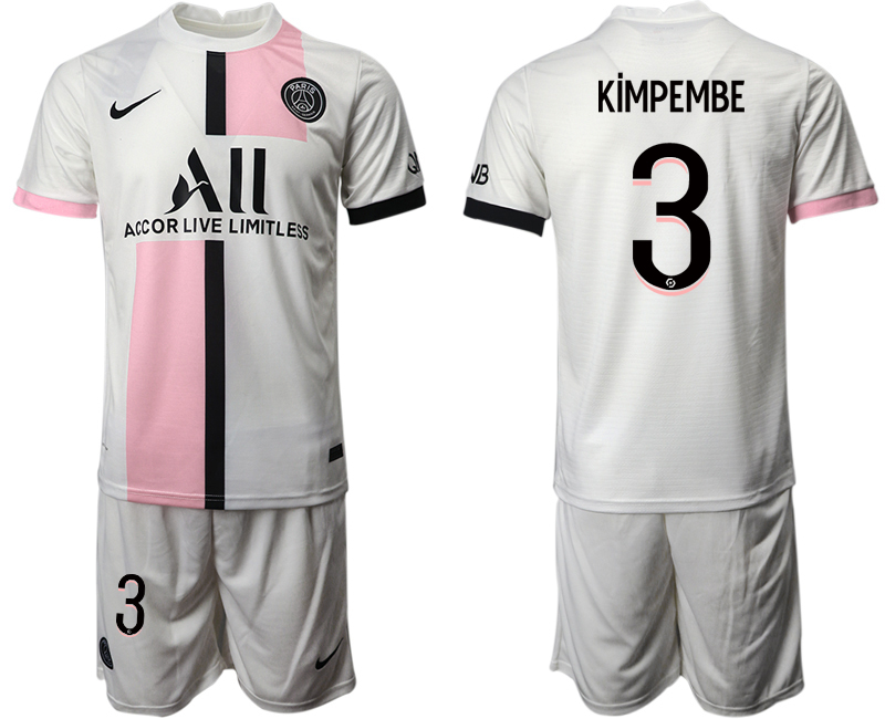 Men 2021-2022 Club Paris St German away white #3 Soccer Jersey->paris st german jersey->Soccer Club Jersey